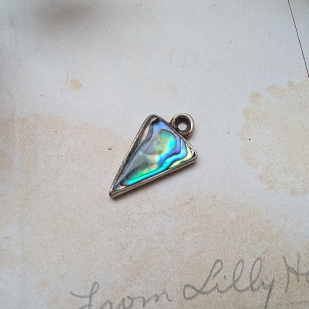 Silver Abalone Pendant Stamped Mexico